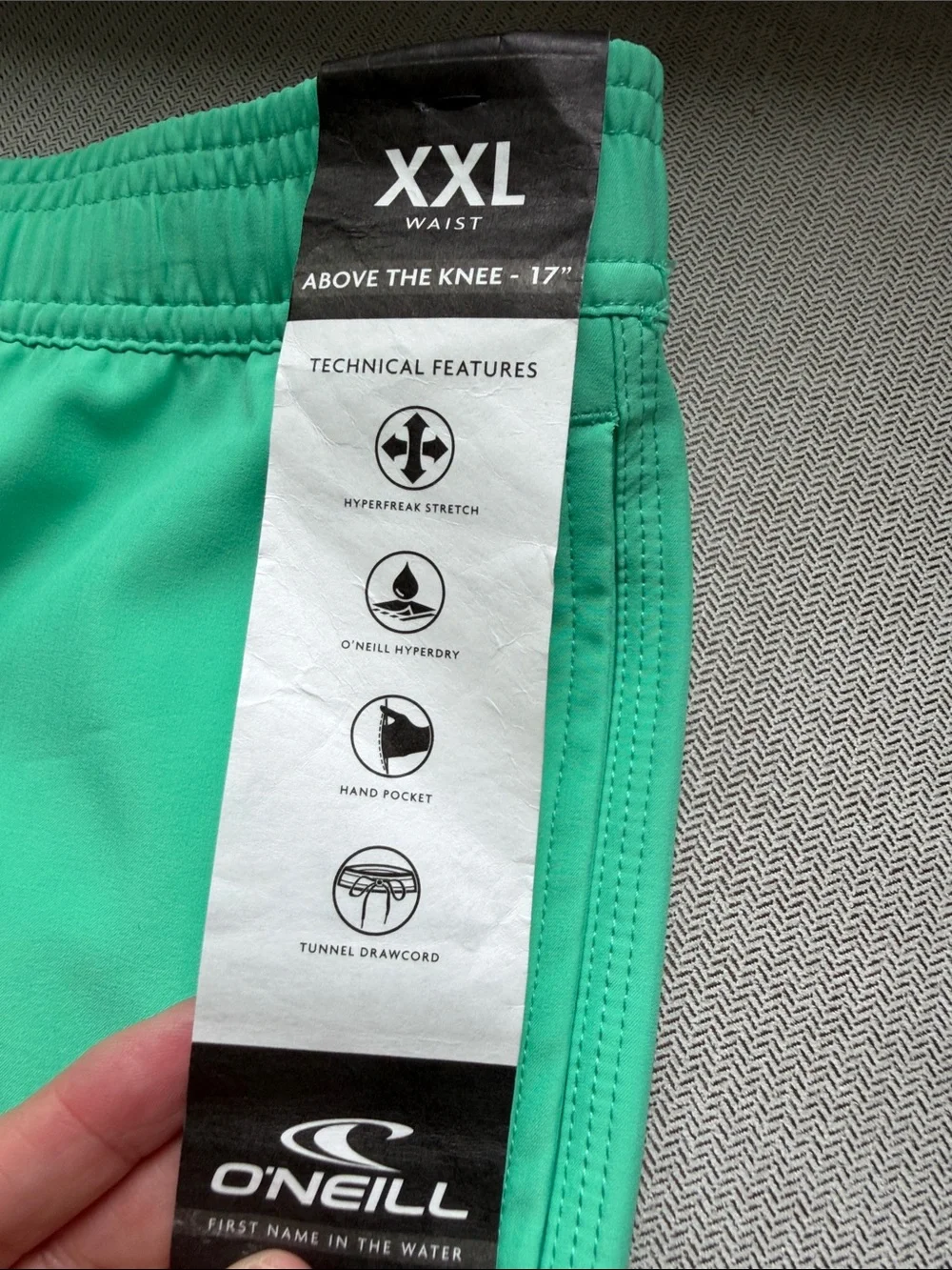 O'Neill Mint Green Men's Swim Hybrids with Black Drawstring
